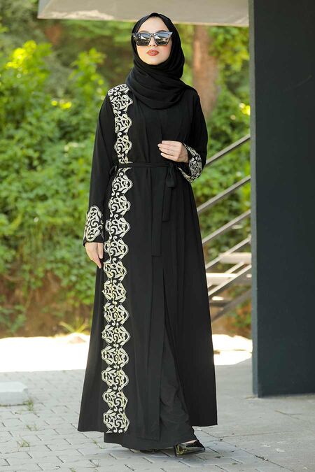 Black Hijab Abaya 9214S - Neva-style.com
