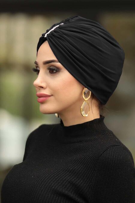 Black Hijab Cap Shawl 7526S - Neva-style.com