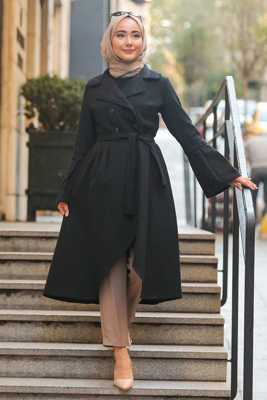 Black Hijab Coat 50774S - Neva-style.com