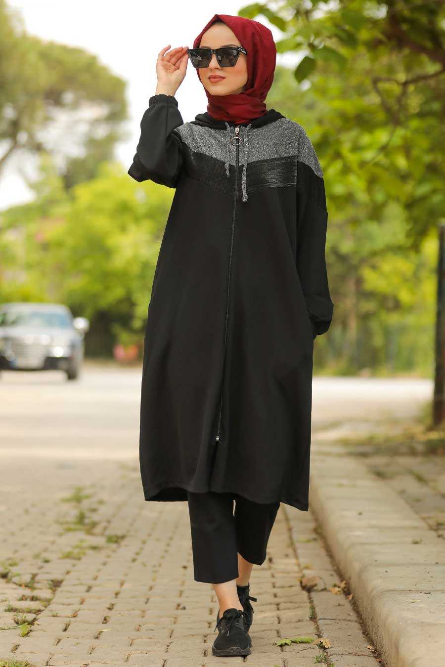 Black Hijab Coat 61510S - Neva-style.com