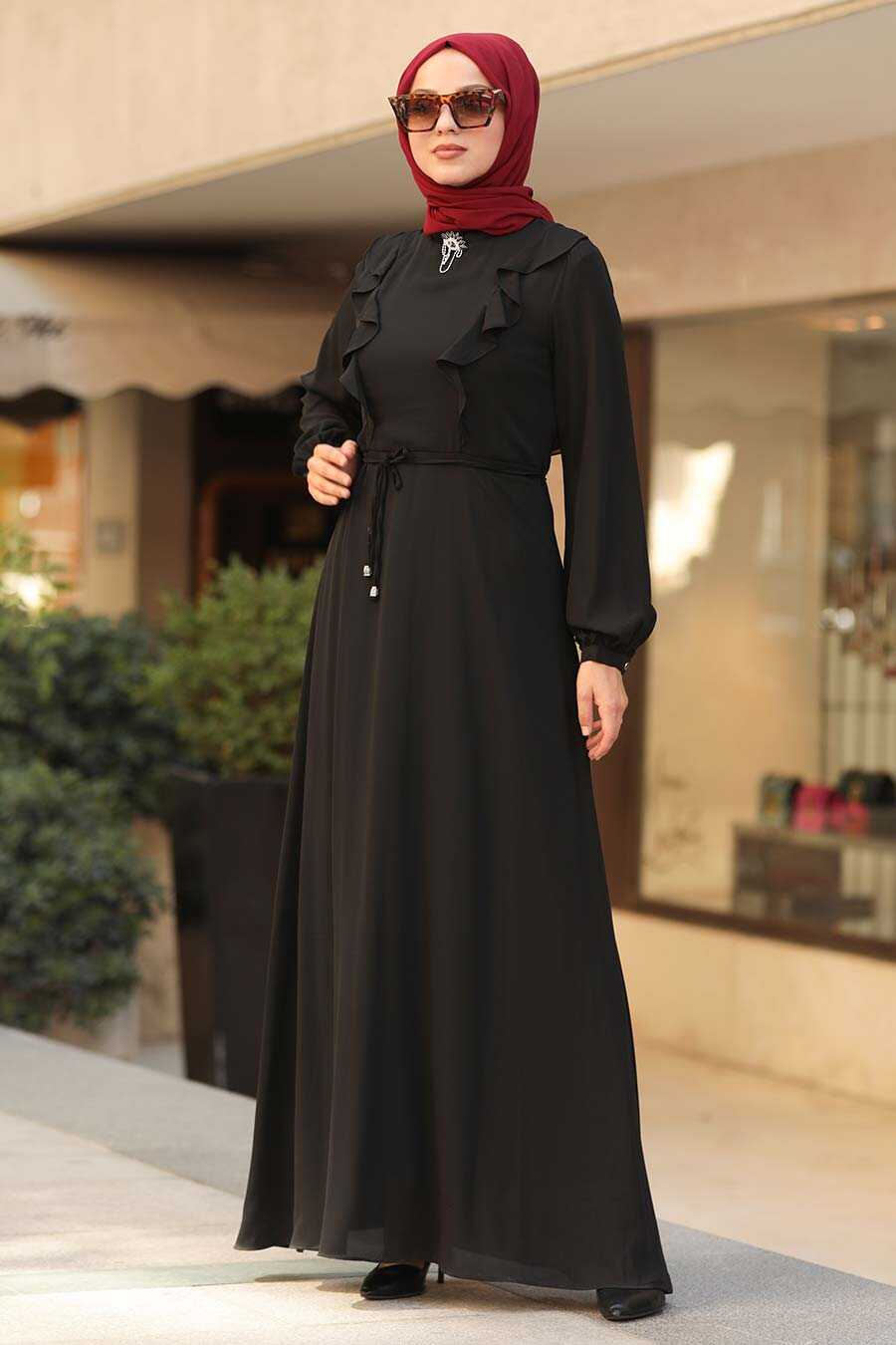 Black Hijab Dress 33360S - Neva-style.com