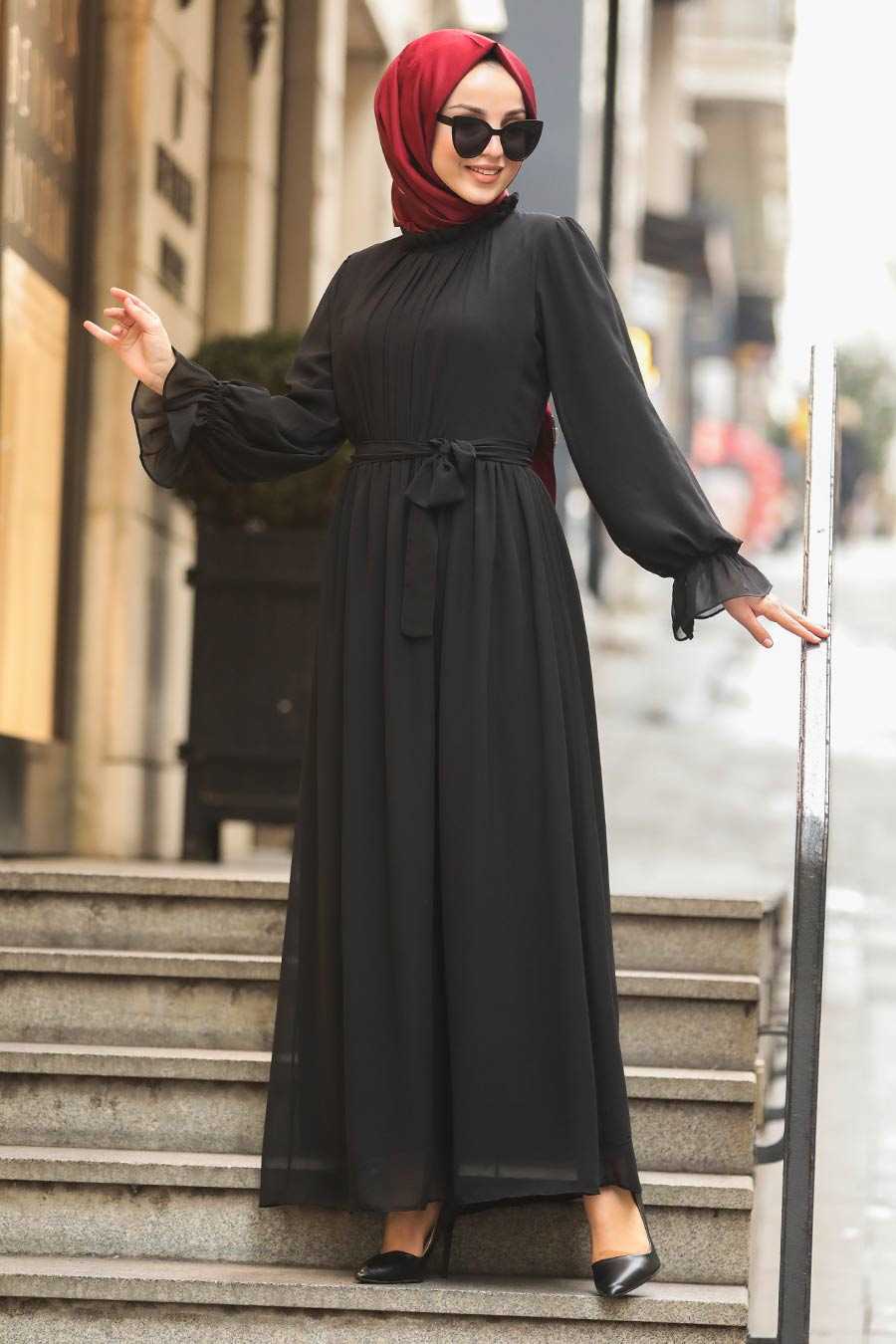 Black Hijab Dress 51202S - Neva-style.com