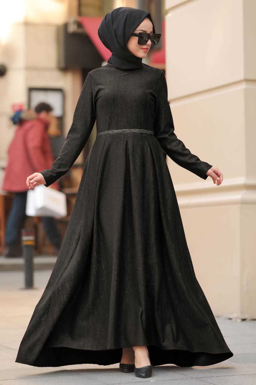 Black Hijab Dress 51210S - Neva-style.com