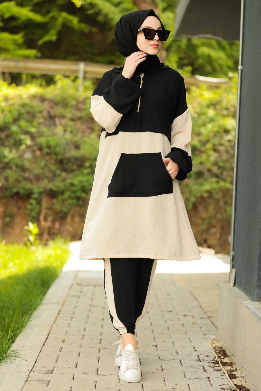 Black Hijab Dual Suit Dress 3428S - Neva-style.com