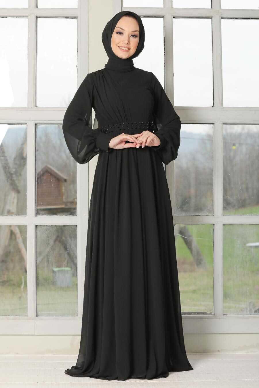 Black Hijab Evening Dress 54380S - Neva-style.com