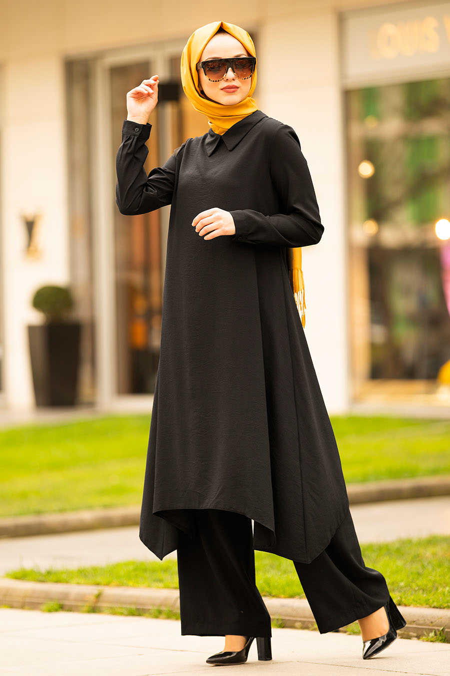 Neva Style Black Hijab Suit 9101S