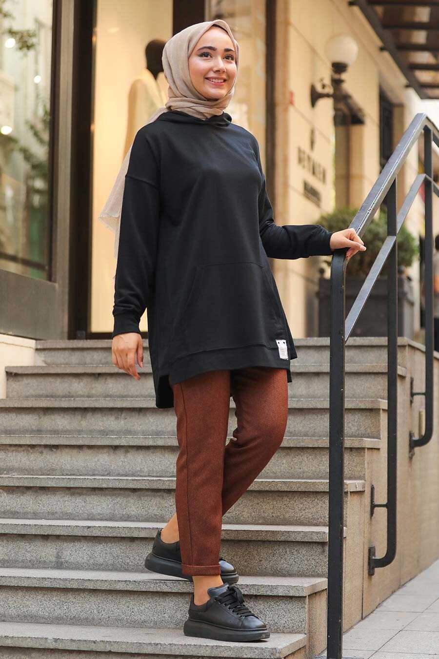 Black Hijab Sweatshirt 1596S - Neva-style.com