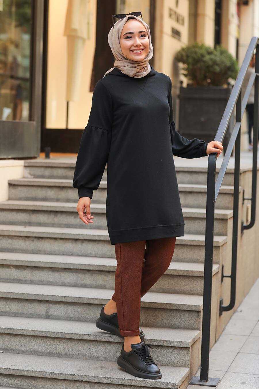Black Hijab Sweatshirt 1615S - Neva-style.com