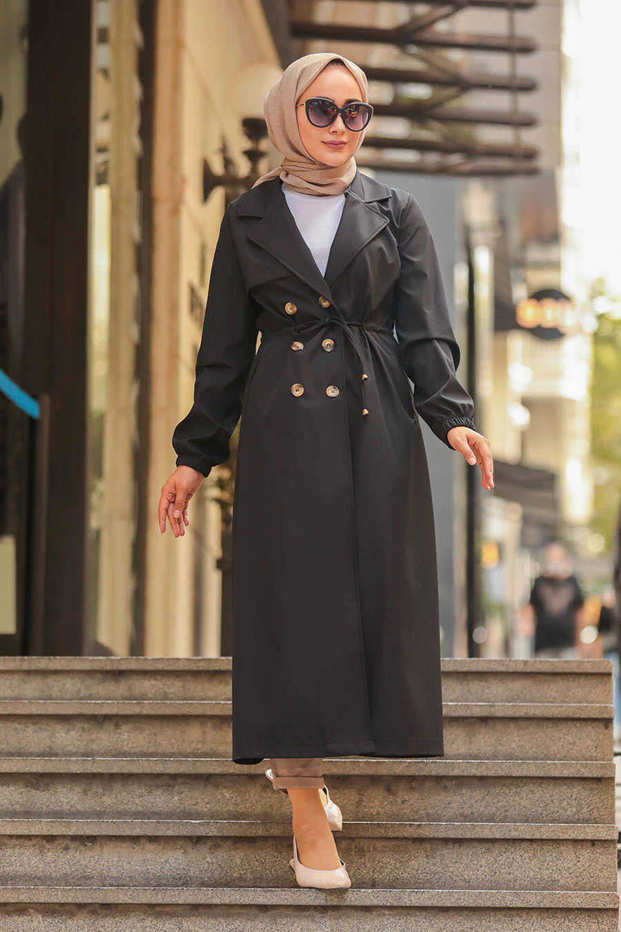 Black Hijab Trenchcoat 5571S - Neva-style.com