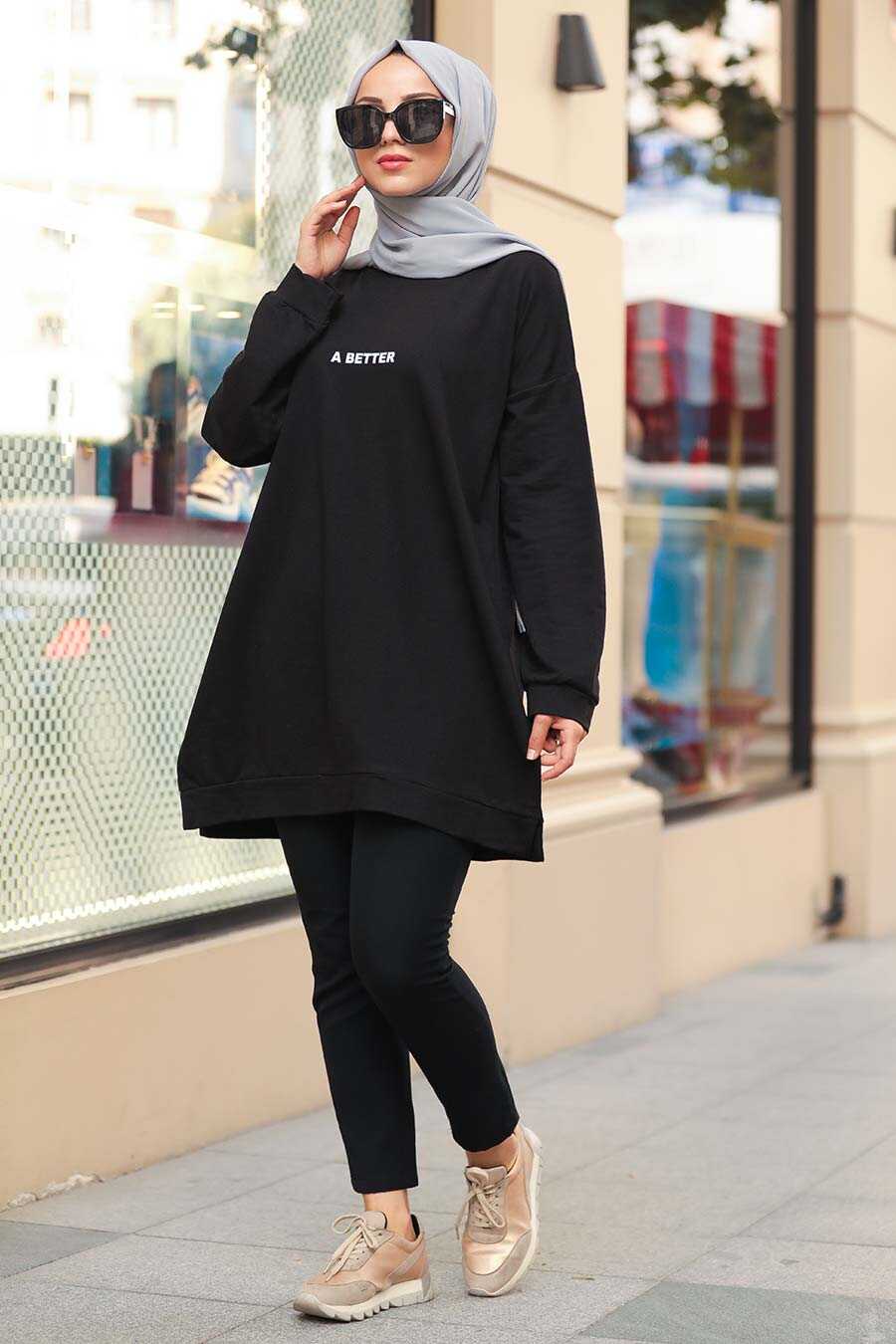 Black Hijab Tunic 40381S - Neva-style.com