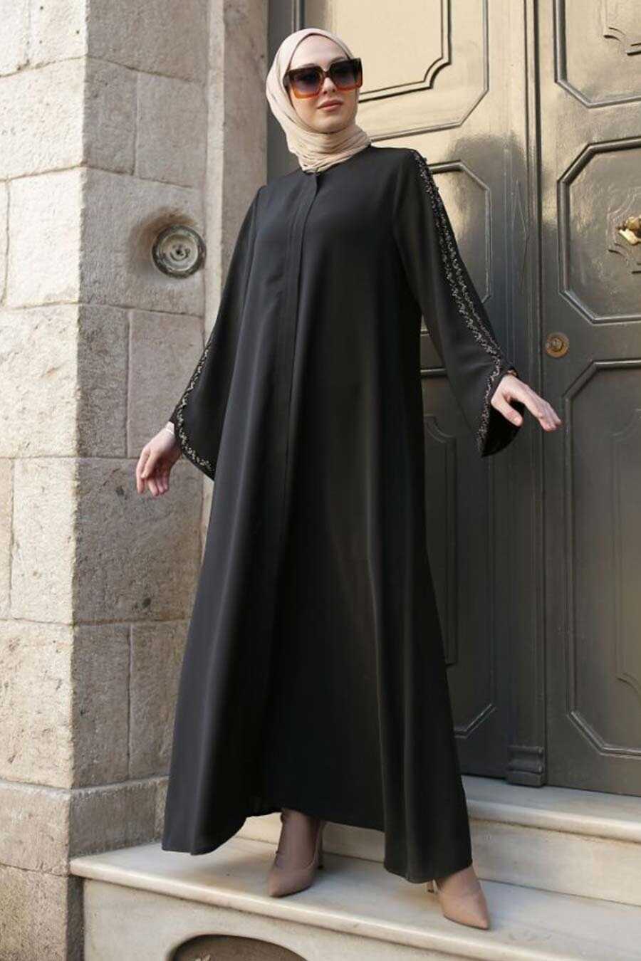 Black Hijab Turkish Abaya 3155S - Neva-style.com