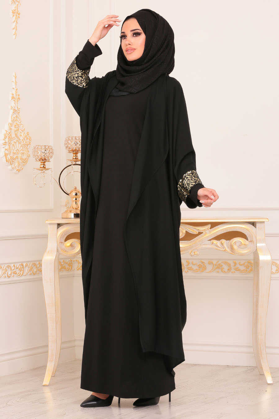 Black Hijab Abaya 8976S - Neva-style.com
