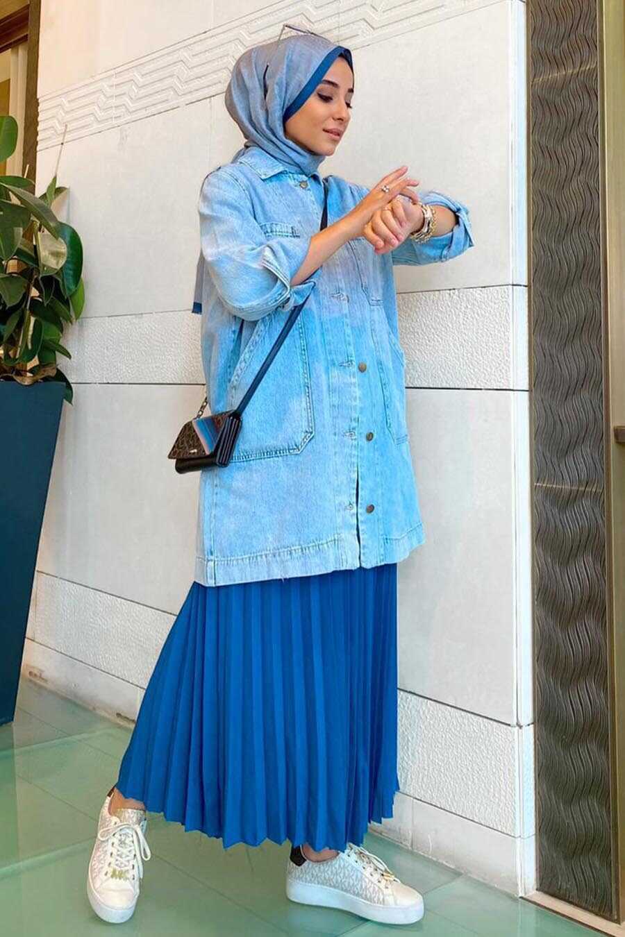Blue Hijab Jeans Jacket 281M - Neva-style.com