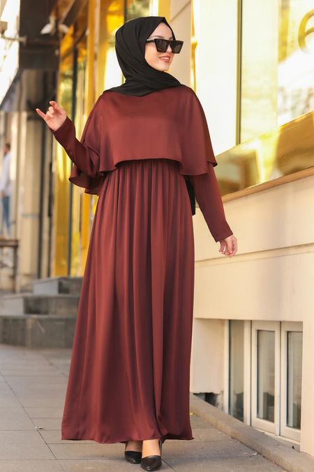 Brown Hijab Dress 4140KH - Neva-style.com