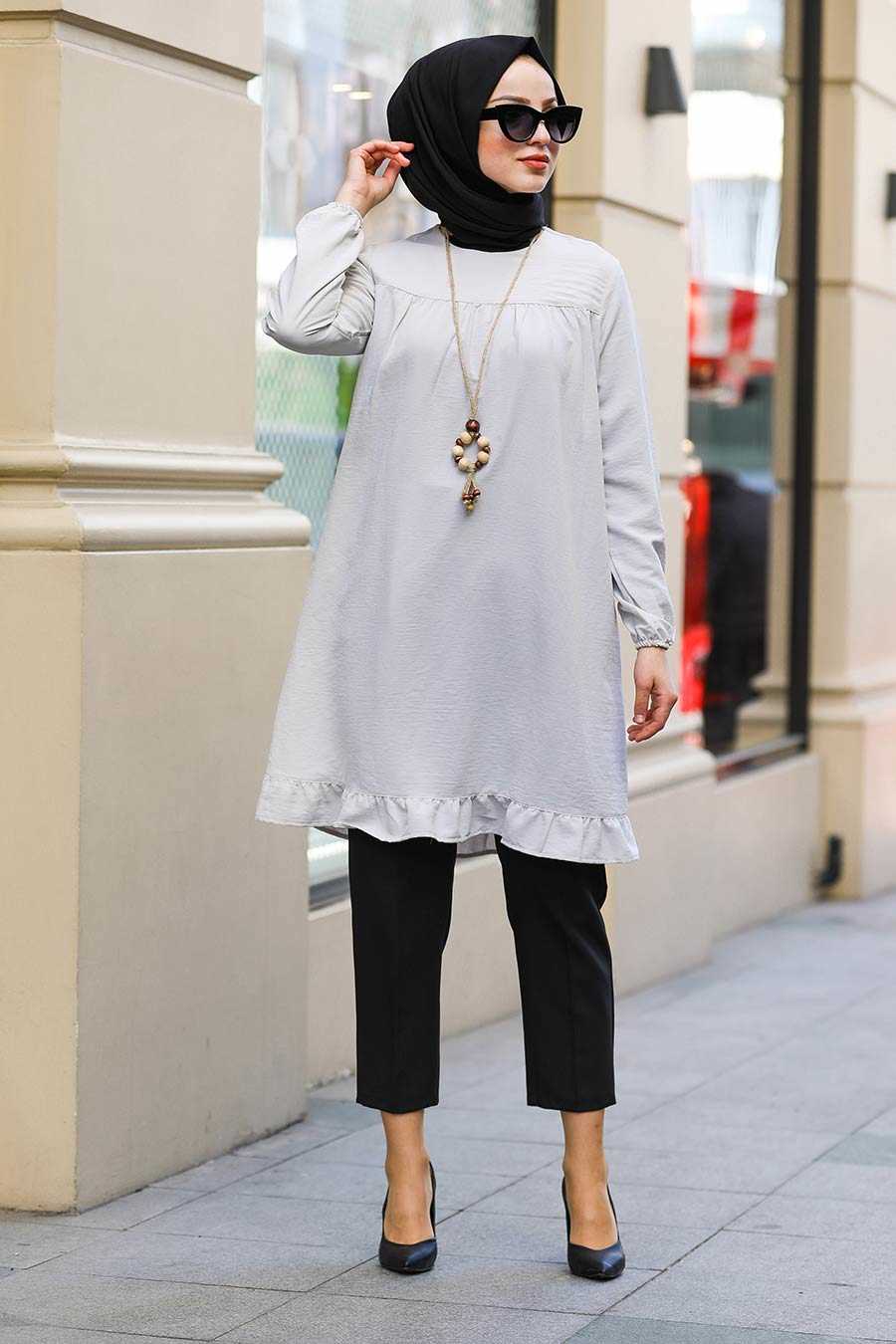 Cream Hijab Tunic 435KR - Neva-style.com