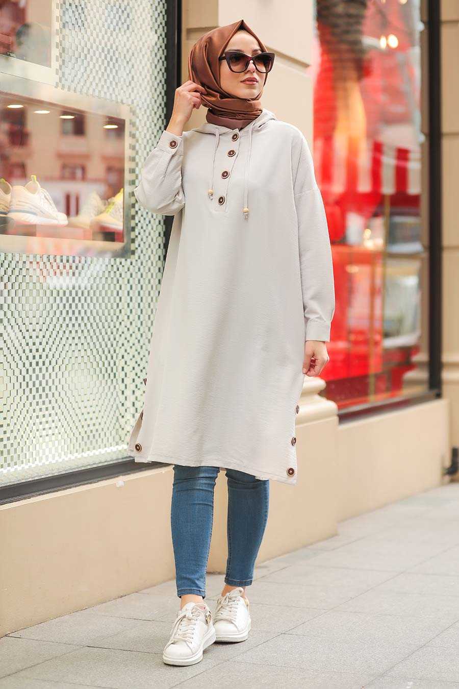 Cream Hijab Tunic 470KR - Neva-style.com