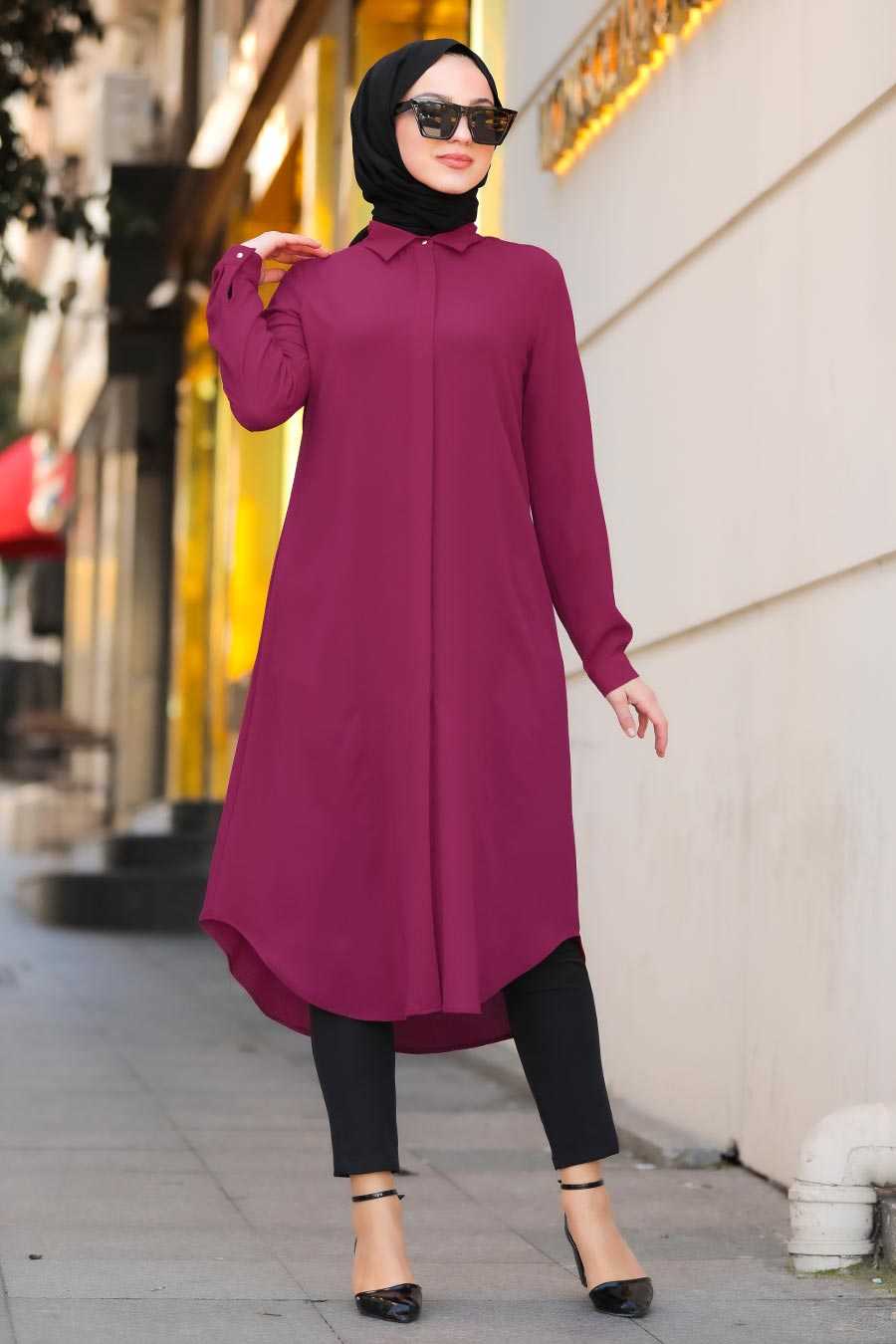Dark Purple Hijab Tunic 517MU - Neva-style.com
