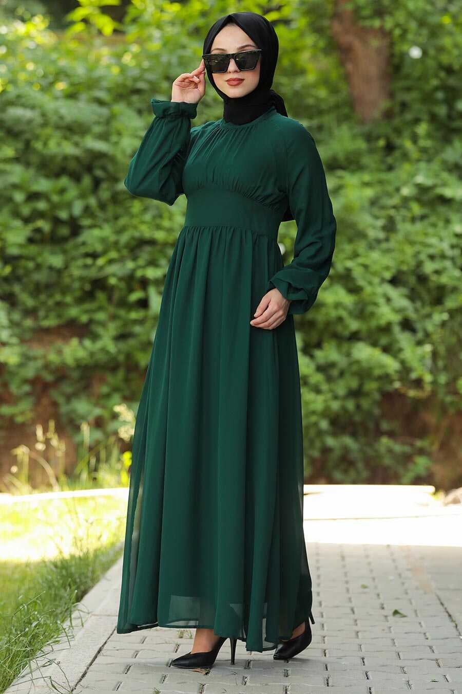 Green Hijab Daily Dress 1281Y - Neva-style.com