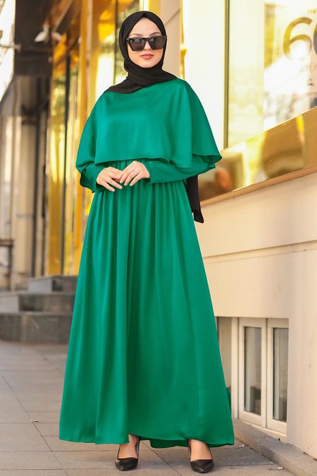 Green Hijab Dress 4140Y - Neva-style.com