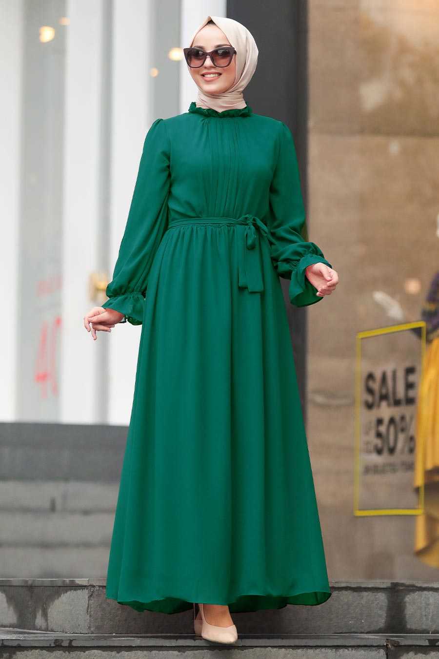 Green Hijab Dress 51202Y - Neva-style.com