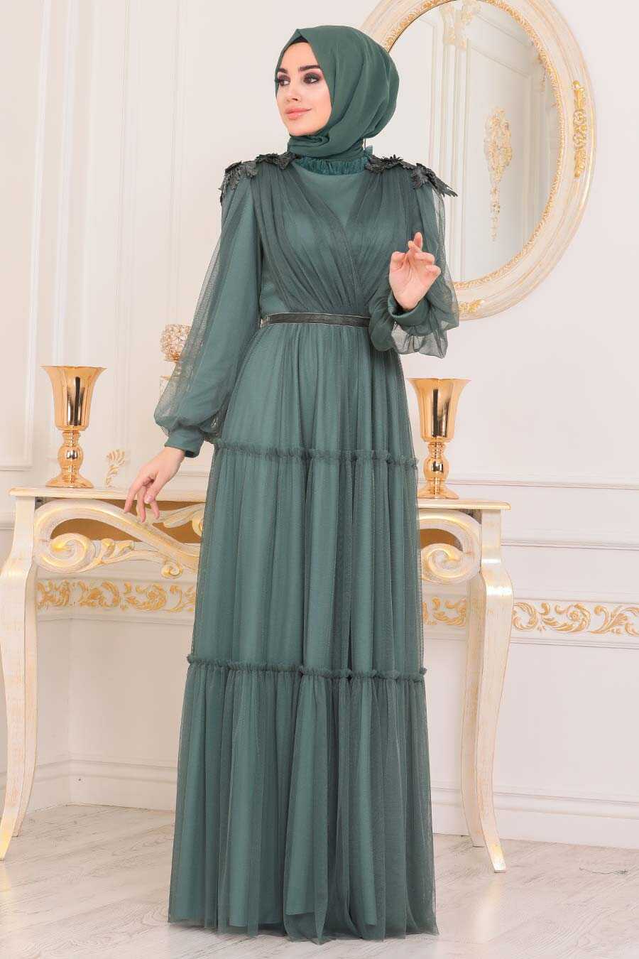 Green Hijab Evening Dress 4072y - Neva-style.com