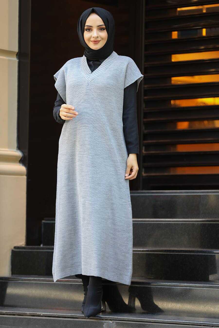 Grey Hijab Sweater 10111GR - Neva-style.com