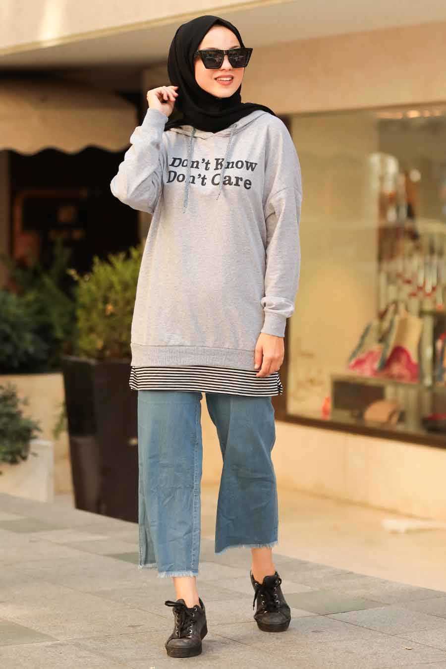 Grey Hijab Sweatshirt & Tunic 85010GR - Neva-style.com