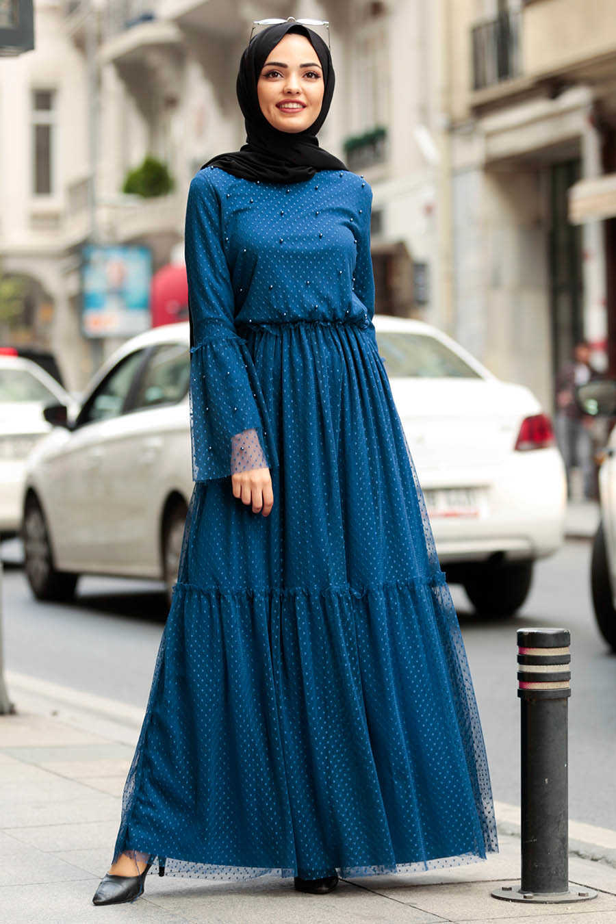 İndigo Blue Hihab Dress 100412IM - Neva-style.com