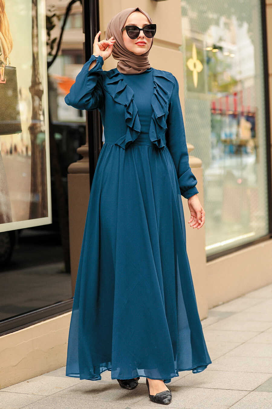 İndigo Blue Hijab Dress 4297IM - Neva-style.com