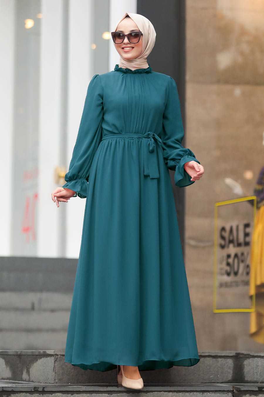 İndigo Blue Hijab Dress 51202IM - Neva-style.com