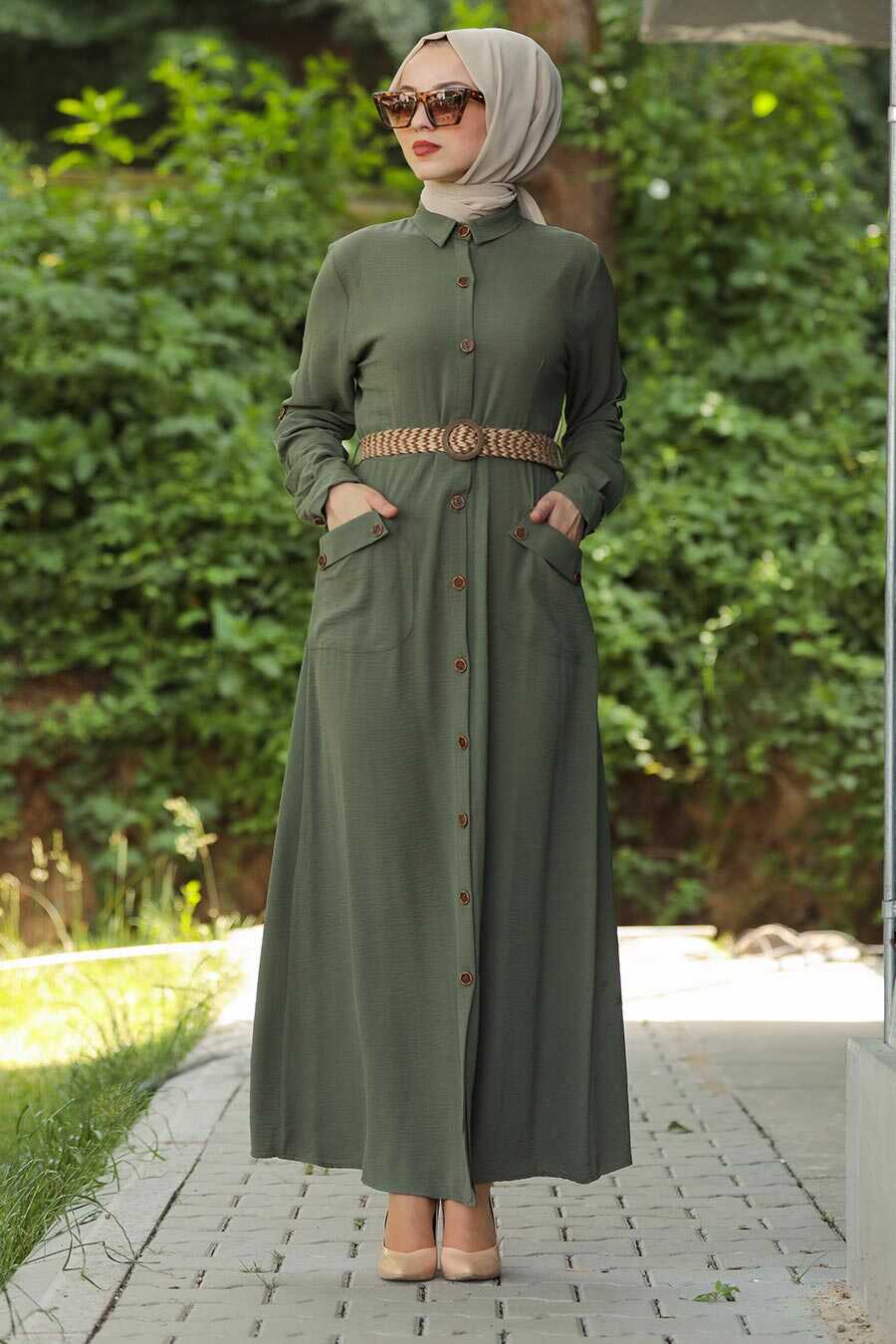 Khaki Hijab Daily Dress 3318HK - Neva-style.com