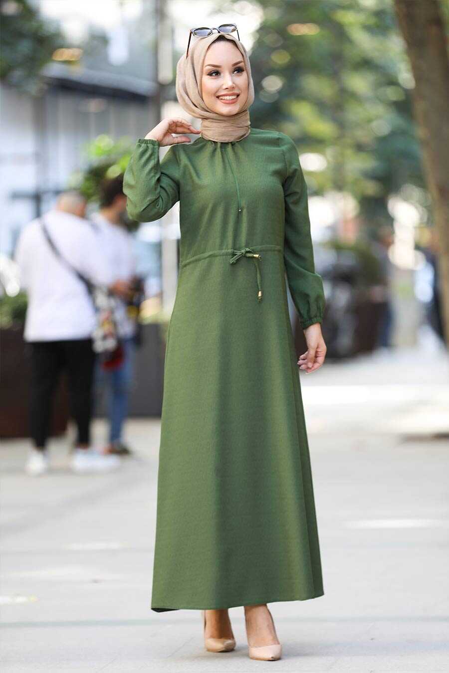 Khaki Hijab Dress 4325HK - Neva-style.com