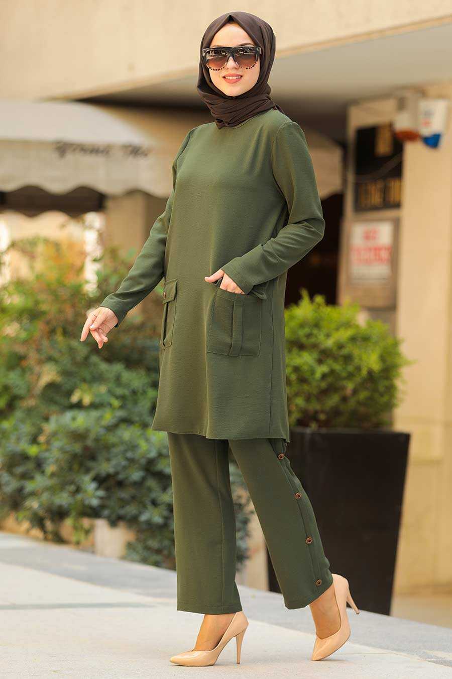Khaki Hijab Suit 5550HK - Neva-style.com