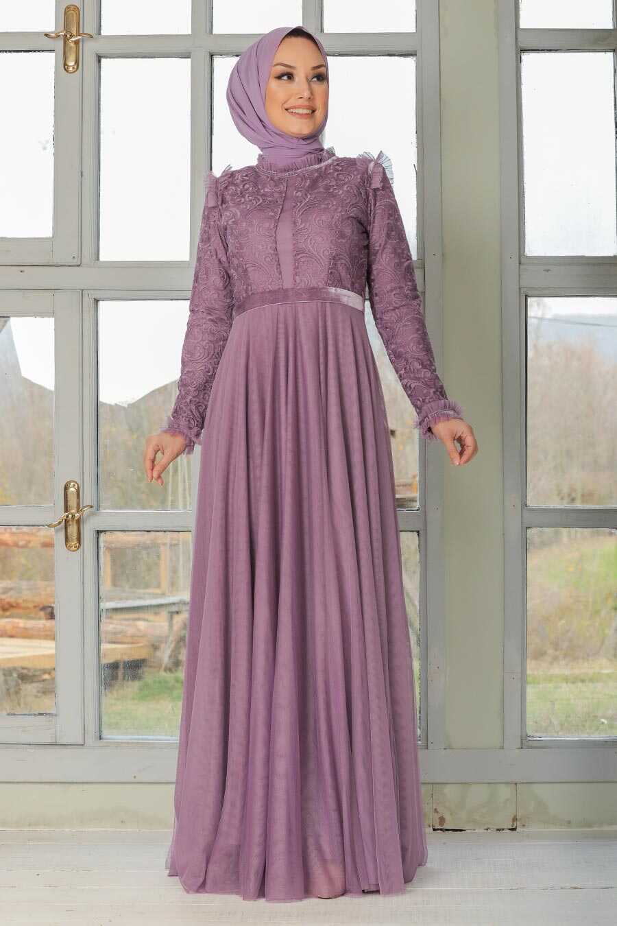 Lila Hijab Evening Dress 32670LILA - Neva-style.com