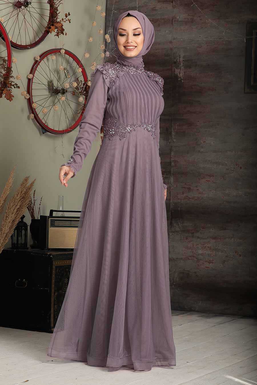 Lila Hijab Evening Dress 3485LILA - Neva-style.com