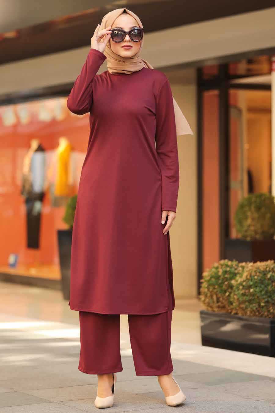 Mahogany Hijab Dual Suit Dress 22580BR - Neva-style.com