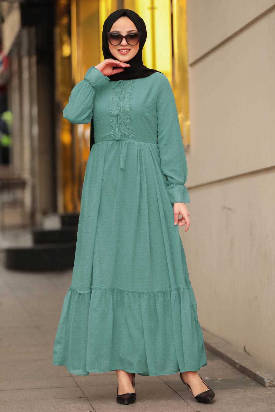 Mint Hijab Dress 44690MINT - Neva-style.com