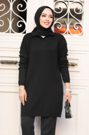 Modest Black Knitwear Tunic 65903S 