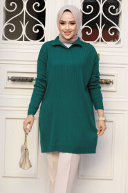 Modest Emerald Green Knitwear Tunic 65903ZY 