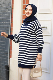 Modest Navy Blue Knitwear Top 65902L - 2