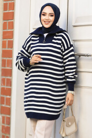 Modest Navy Blue Knitwear Top 65902L 