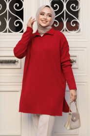 Modest Red Knitwear Tunic 65903K - 2