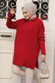 Modest Red Knitwear Tunic 65903K - 1