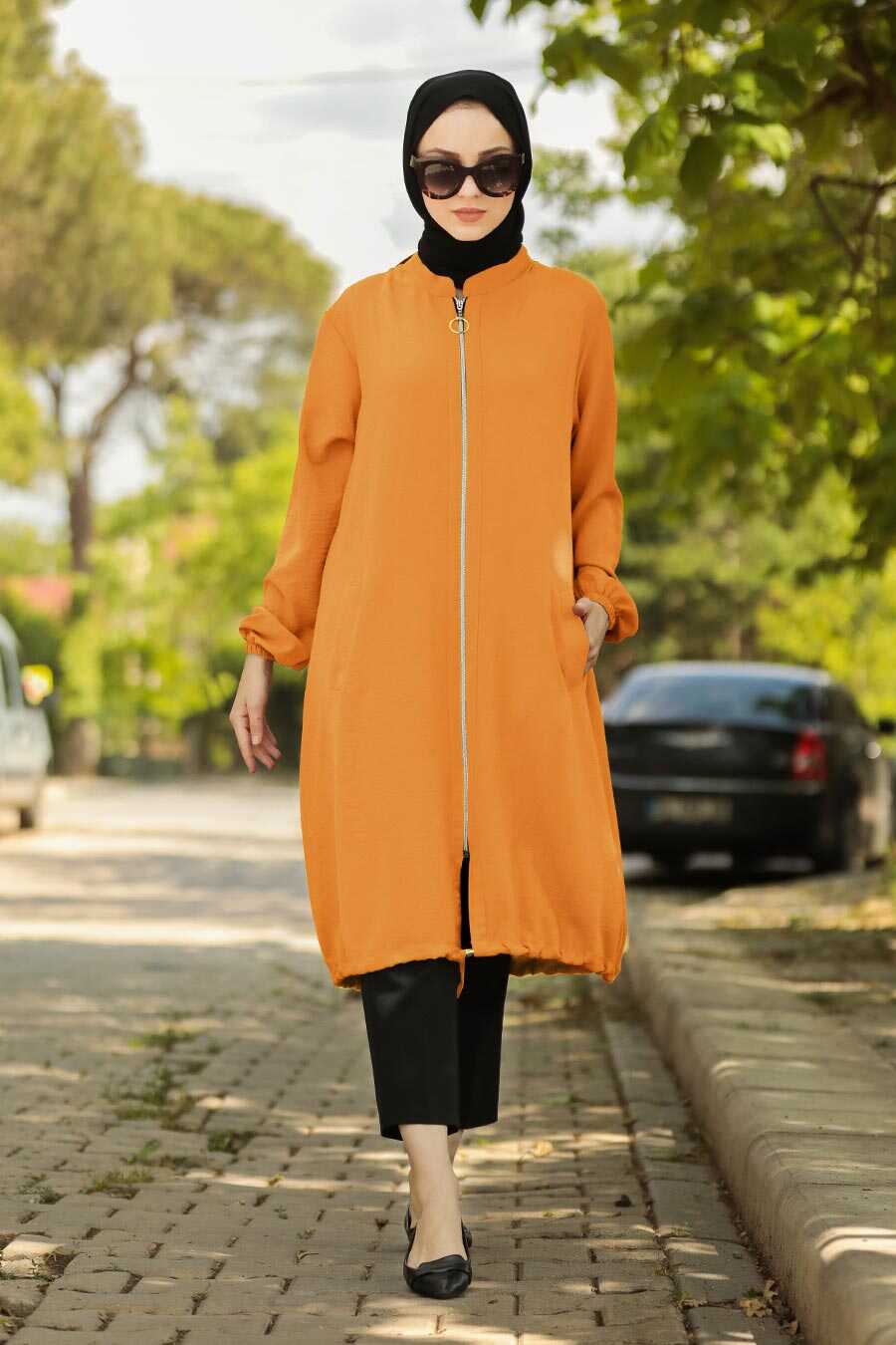 Mustard Hijab Coat 10146HR