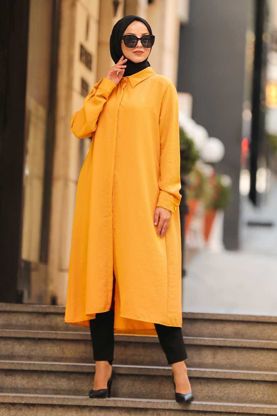 Mustard Hijab Tunic 2362HR - Neva-style.com
