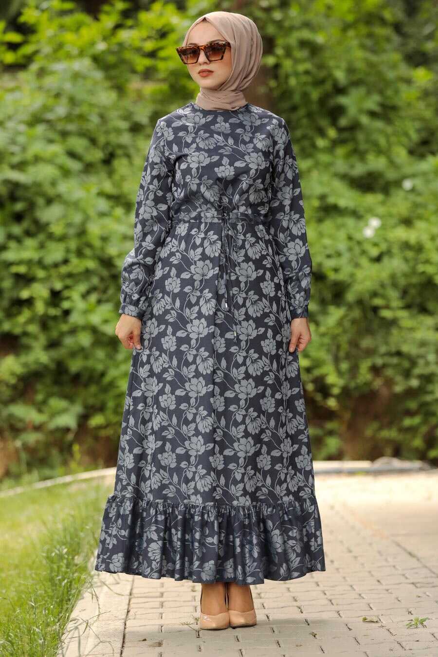 Navy Blue Hijab Dress 54550L - Neva-style.com