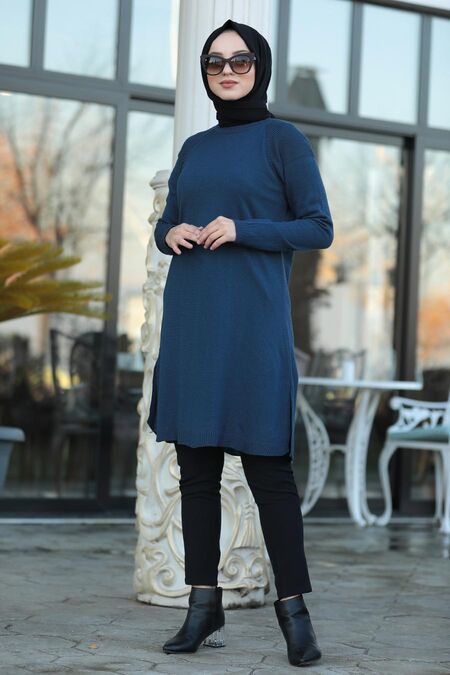 Navy Blue Hijab Tunic 20120L - Neva-style.com