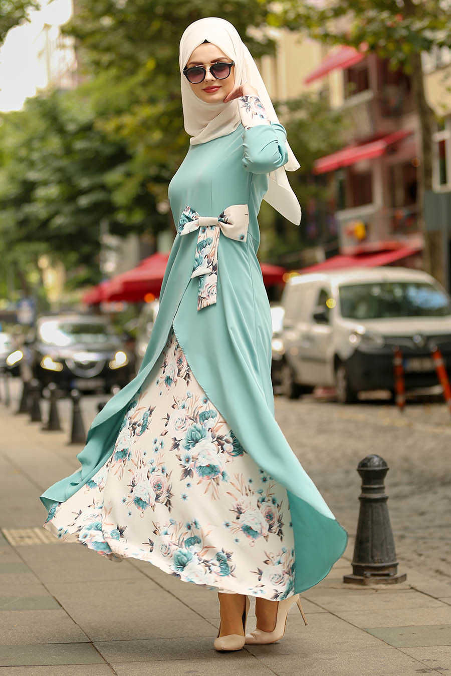Neva Style - Almond Green Hijab Dress 100386CY - Neva-style.com