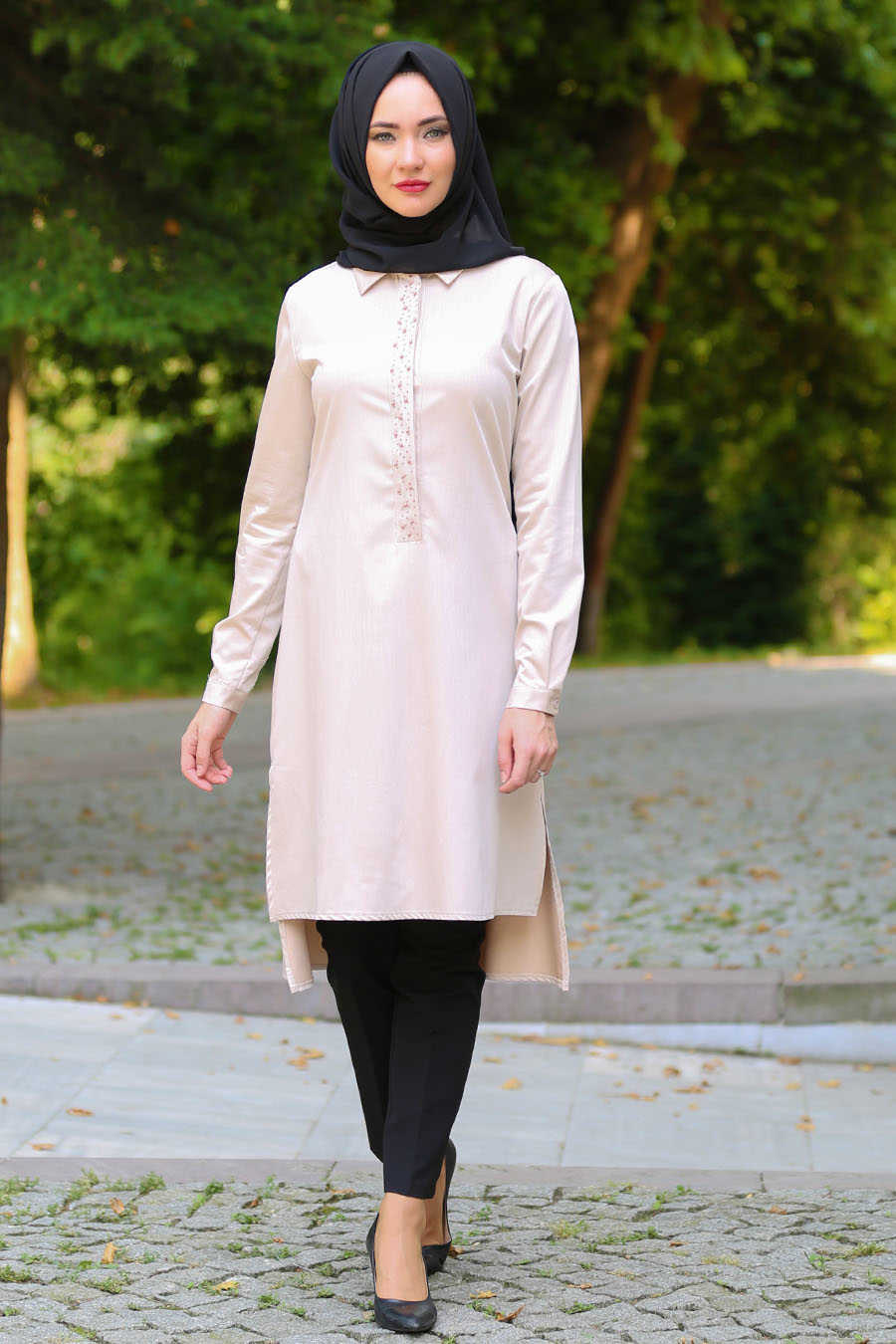 Neva Style - Ecru Hijab Tunic 4815E - Neva-style.com