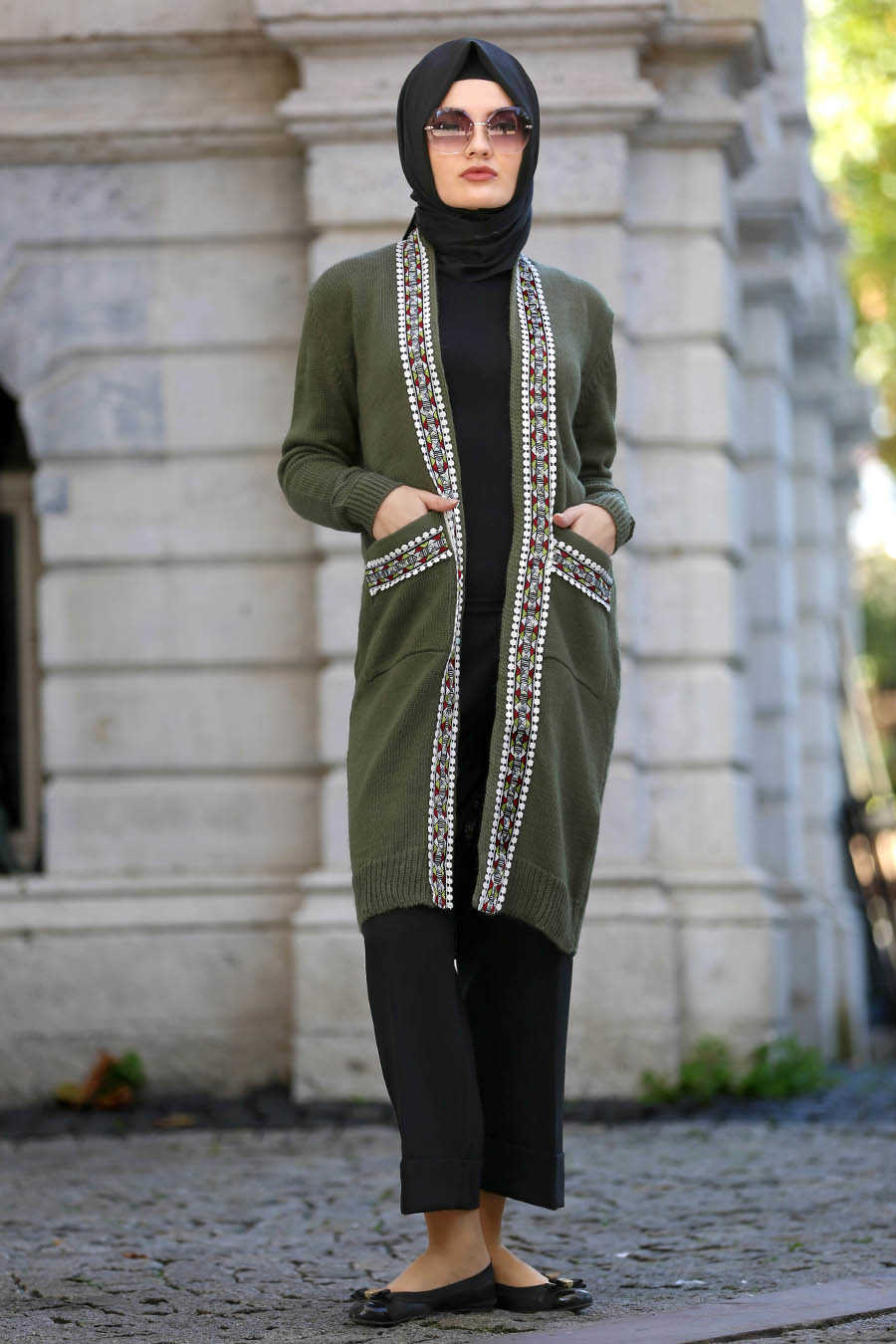 Neva Style Khaki Hijab Cardigan 42560HK